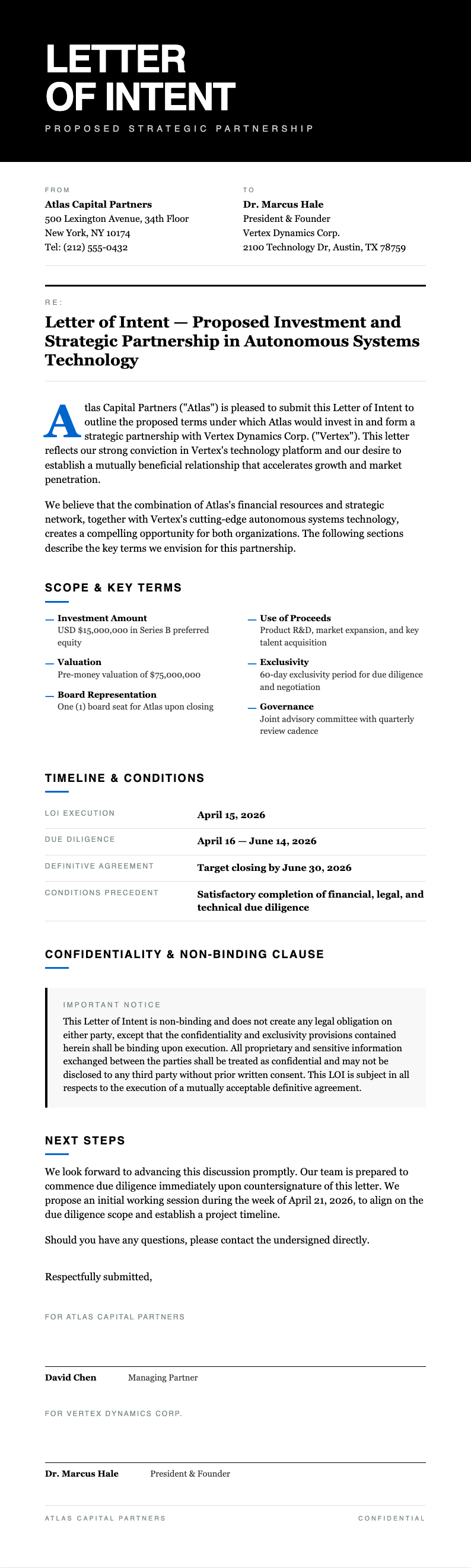 Typographic Letter of Intent